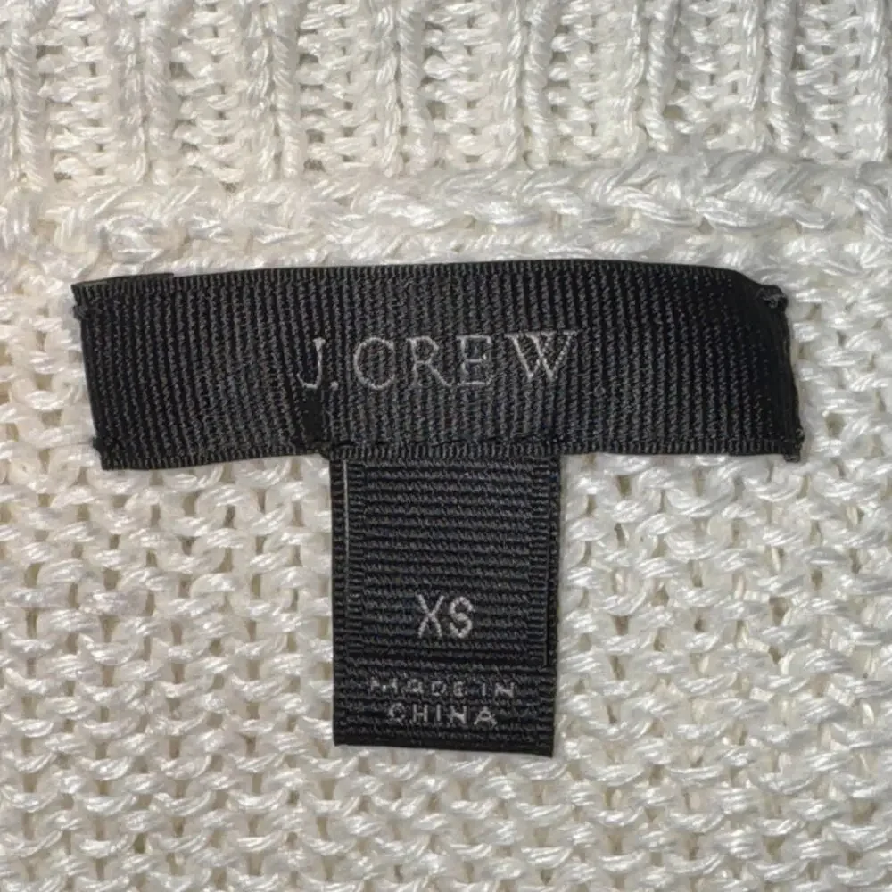 J Crew Corded Sweater Women's Size XS White Open Knit 100% Linen Textured